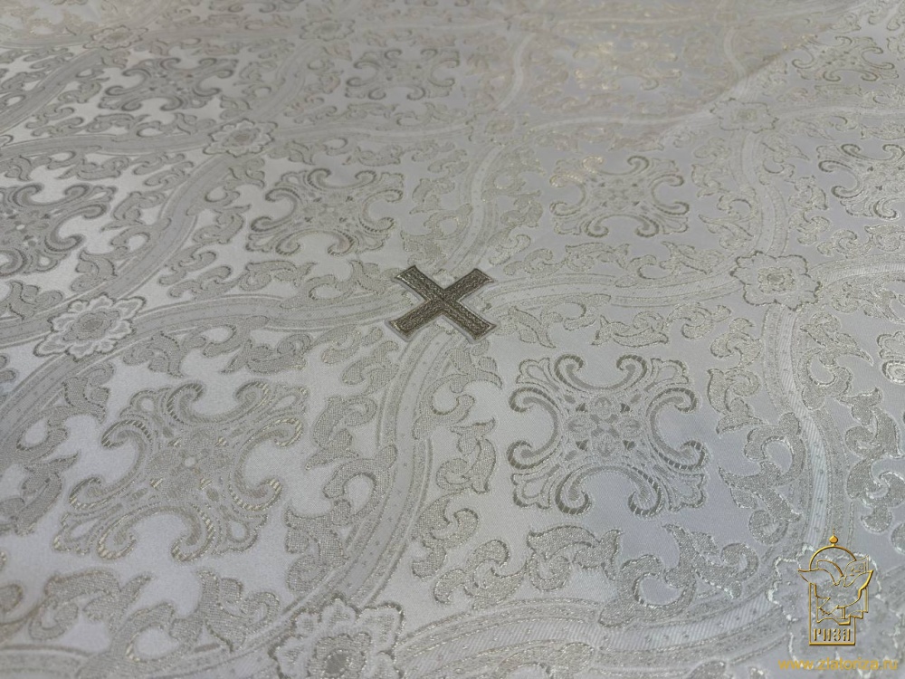 Пелена на престол 140х140, парча, белая с серебром