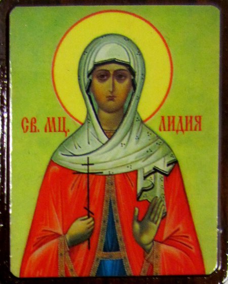 Икона Лидия святая мученица №340 р1 литография 4х5 см на деревянной доске