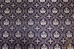 Парча ГЕРМАН, черная с фиолетовой окантовкой, с серебром, шир. 150 см, Рахманово