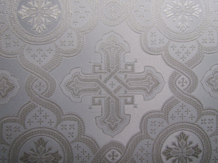 Парча ПОДСОЛНУХ, белая со светлым серебром, шир. 150 см, Рахманово