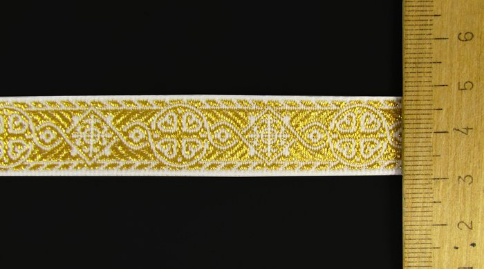 Галун ВИЗАНТИЯ, белый с золотом, шир. 1,7 см, ФР