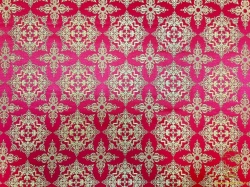 Парча САФРОН, красная с бордо окантовкой, с золотом, шир. 150 см