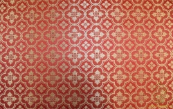 Шелк КЕФАЛОНИЯ, красный с золотом, шир. 150 см, Павловский Посад