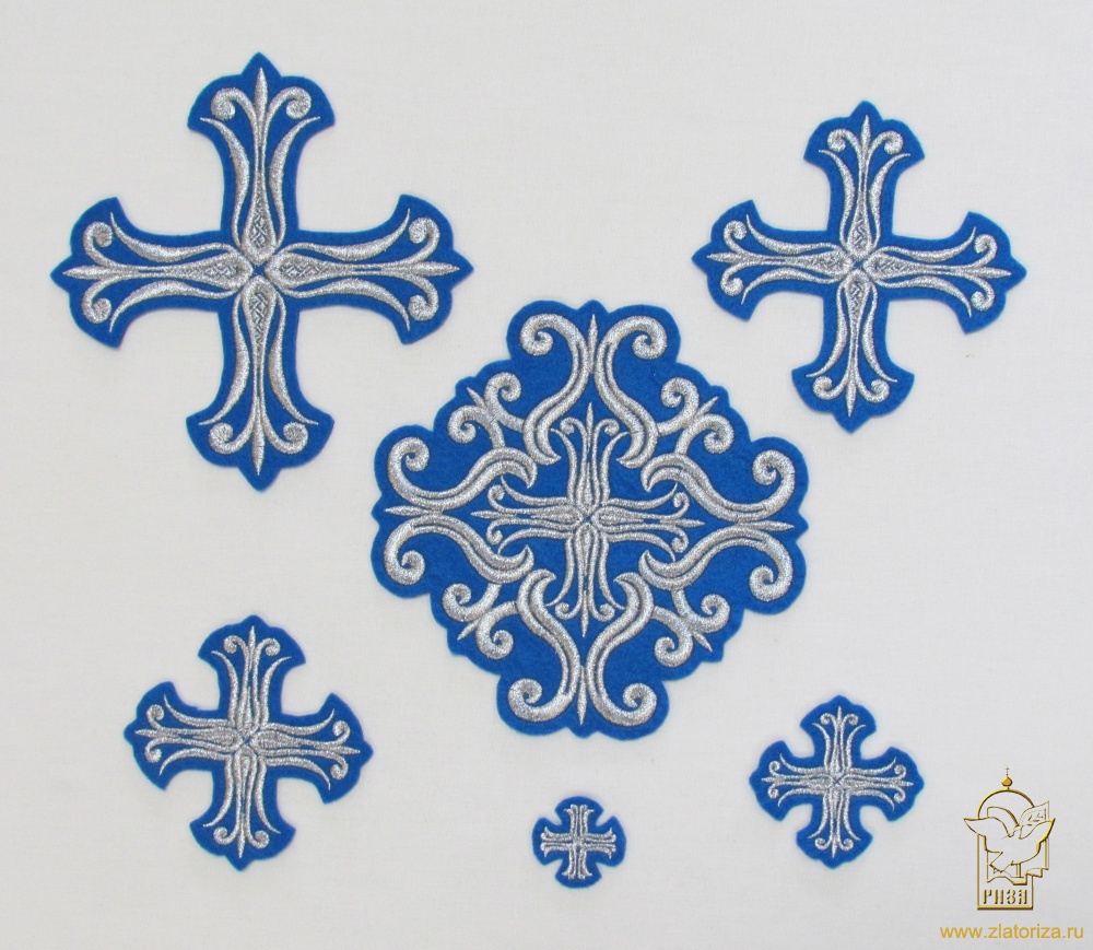 Набор крестов, иерейский, СОФИЯ, синий с серебром, 14 шт