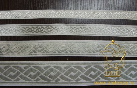 Галун Ногинск ПЛЕТЕНКА белый со светлым серебром, шир. 1,7 см