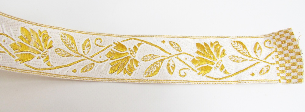 Галун ВАСИЛЕК, белый с золотом, шир. 4 см, РА