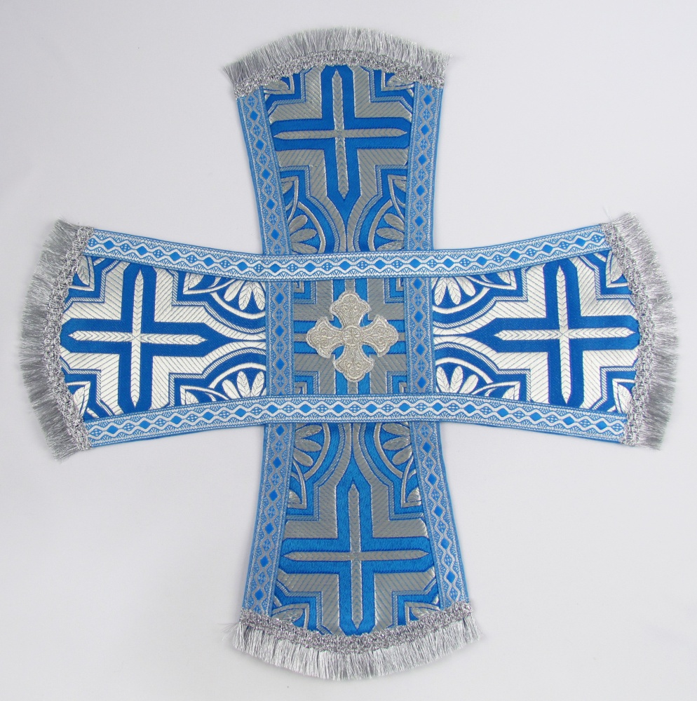 Покровцы парча, голубой с серебром