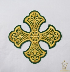 Крест 1 УЗОРНЫЙ зеленый с золотом,14,5 -16 см