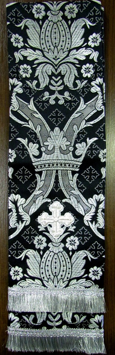 Закладка для служебных книг, шелк, черная с серебром, шир. 13-15 см