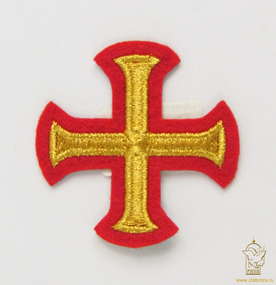 Крест 4 БУЛАТ красный с золотом, 6 см