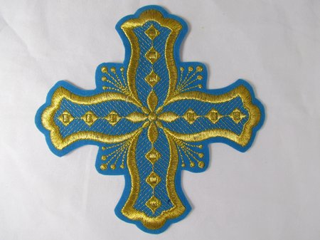 Крест 1 БОЧКА, голубой с золотом