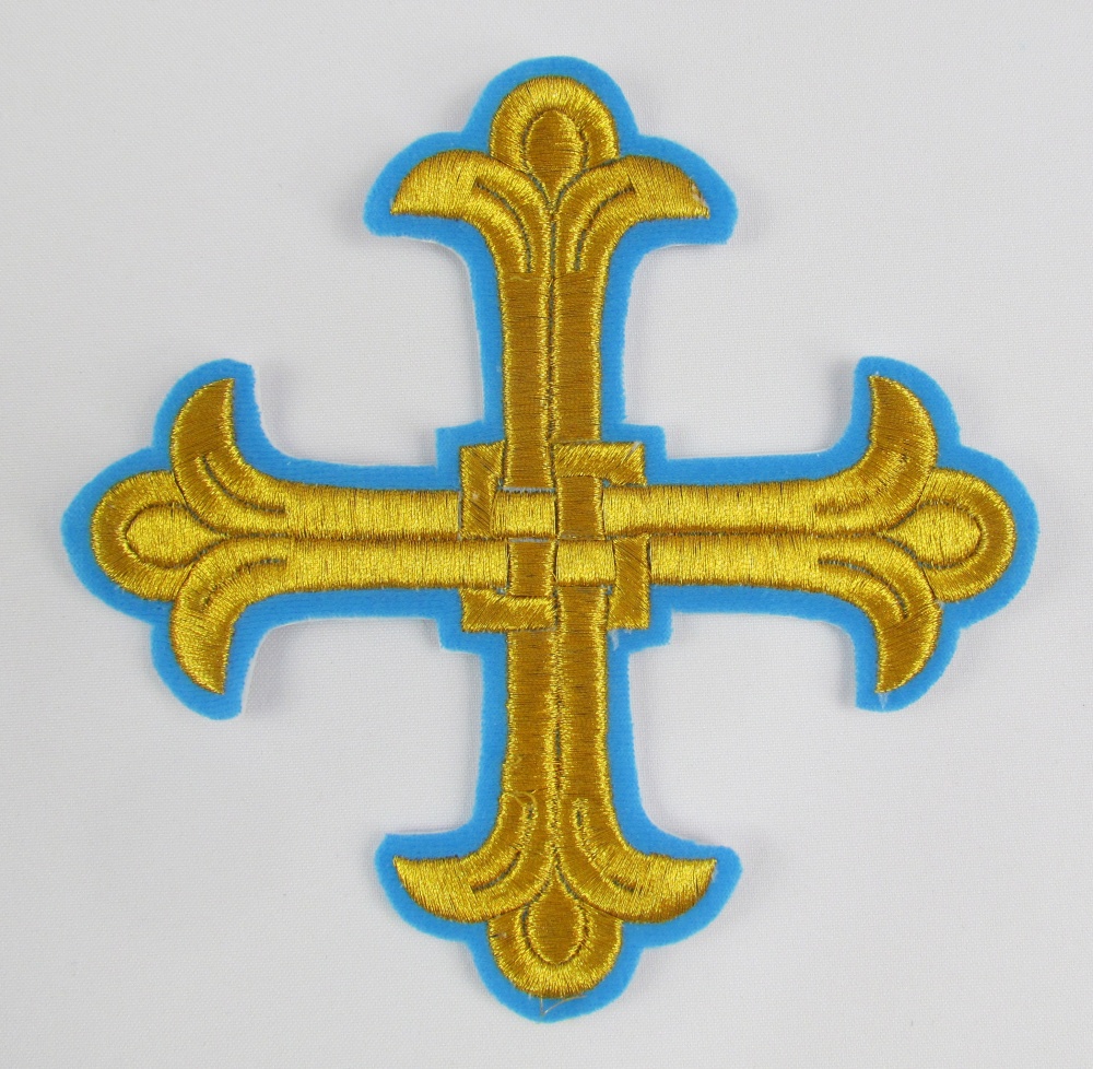 Набор крестов, дьяконский, ЛУКОШКО, голубой с золотом, 10 шт