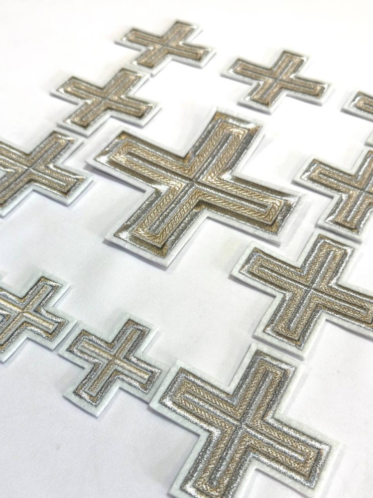 Набор крестов, протодиаконский, АНДРЕЕВСКИЙ, белый с серебром, 12 шт