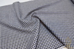Лен клетка, синий+черный, тонкий, шир. 150 см, Орша