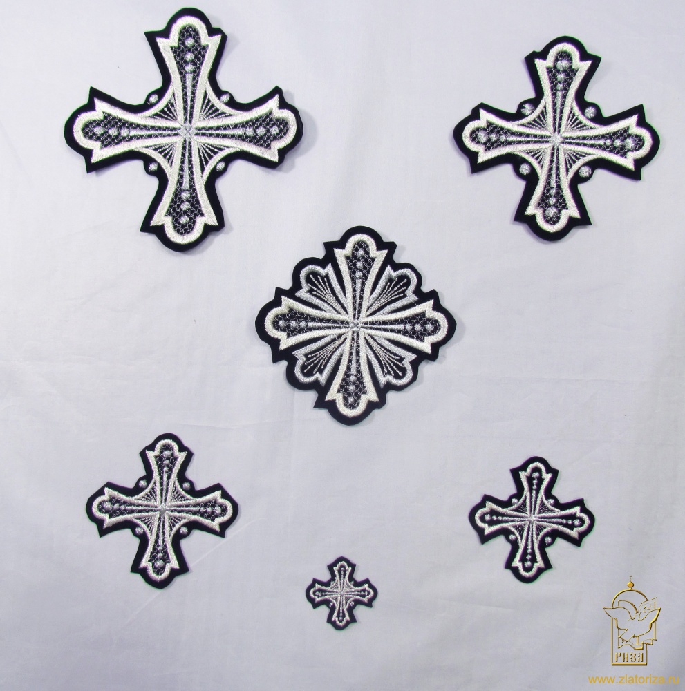 Набор крестов, иерейский, ГЕОРГИЙ, черный с серебром, 14 шт