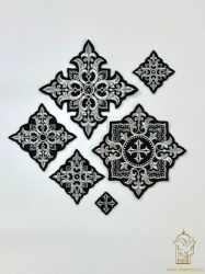 Набор крестов, иерейский, ПОЧАЕВ, черный с серебром, 14 шт