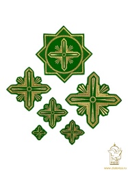 Набор крестов, иерейский, СЕВЕР, зеленый с золотом, 14 шт