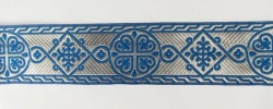 Галун ВИЗАНТИЯ, голубой с сереб, шир. 6 см, ФР