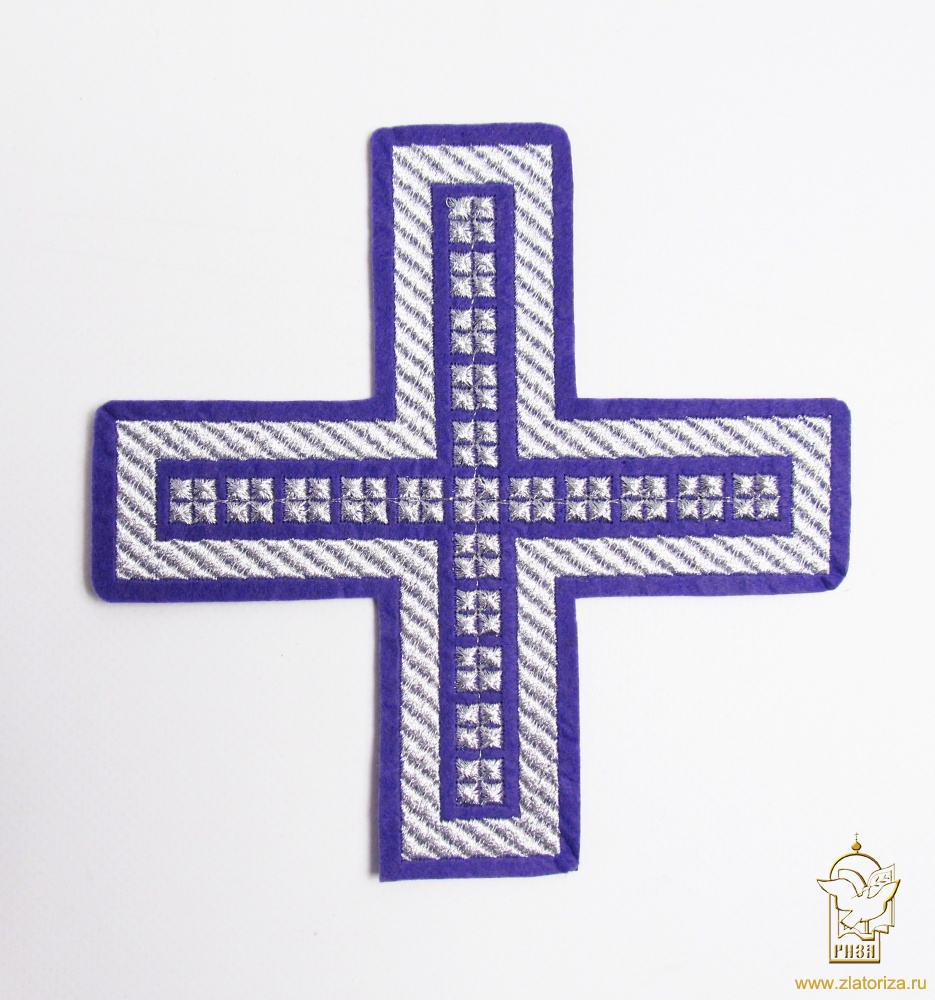 Крест 1 ПРЯМОЙ с кубиками, фиолетовый с серебром,14,5 -16 см