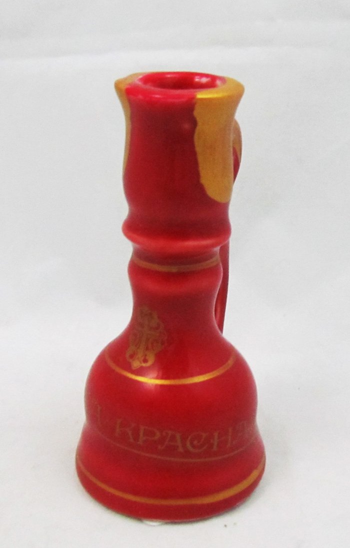 Подсвечник Пасха красная с ручкой 3,5х7 см, керамика, в упаковке, 2715359