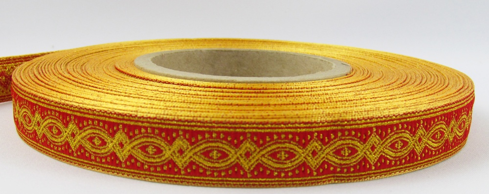 Галун КОСТРОМА, красный с золотом, шир. 2,2 см, РА
