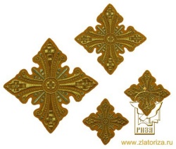 Набор крестов на Престол/Жертвенник Каменный, желтый с золотом, 4 шт