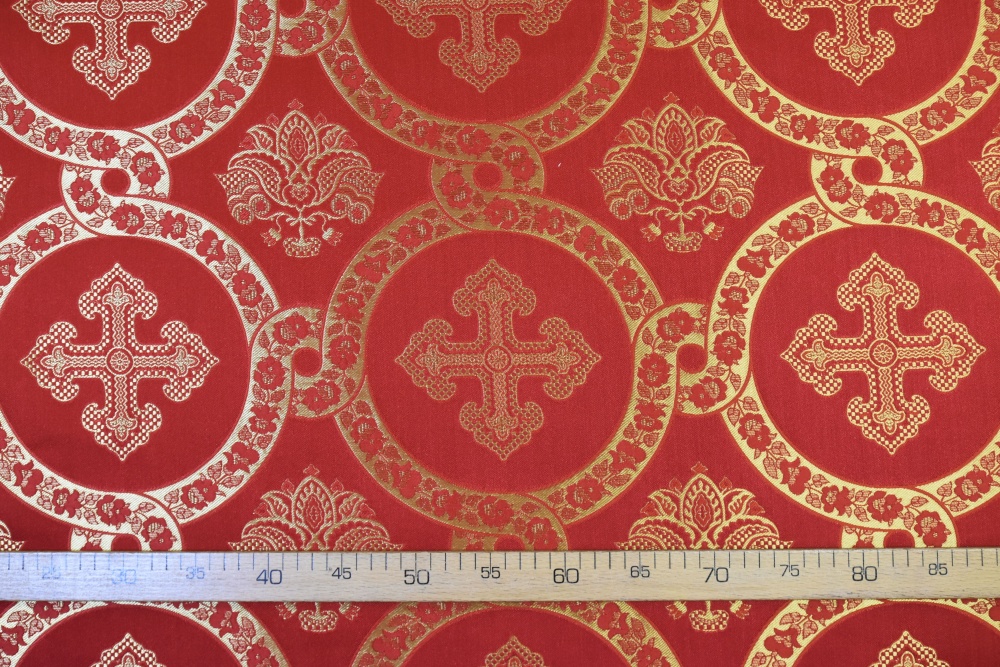 Шелк ГЕФСИМАНСКИЙ САД, красный с золотом, шир. 160 см