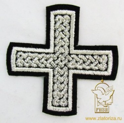 Крест 3 ПРЯМАЯ ПЛЕТЕНКА, черный с серебром,8-9 см Крест 3 ПРЯМАЯ ПЛЕТЕНКА, черный с серебром,8-9 см