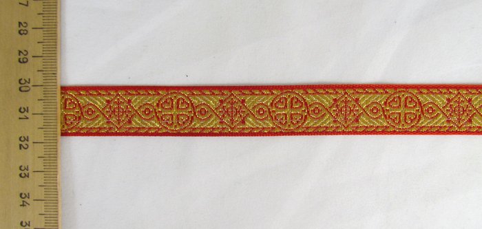 Галун ВИЗАНТИЯ, красный с золотом, шир. 1,7 см, ФР