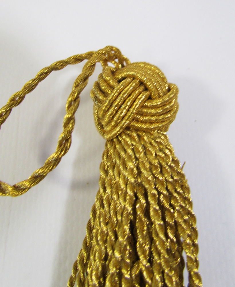 Кисть декоративная, золото, длина 11 см, ФУТБОЛ веревка, арт. 88394А