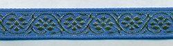 Галун ИНДИЯ Цветочный, голубой с золотом, шир. 1,5 см
