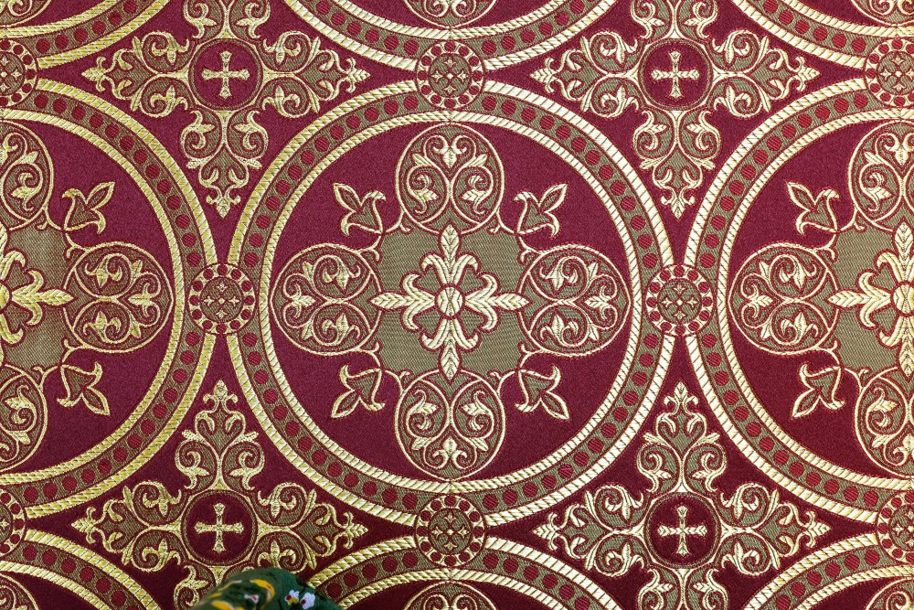 Шелк ВЛАДИМИРСКИЙ, бордовый с золотом, шир. 150 см, Рахманово