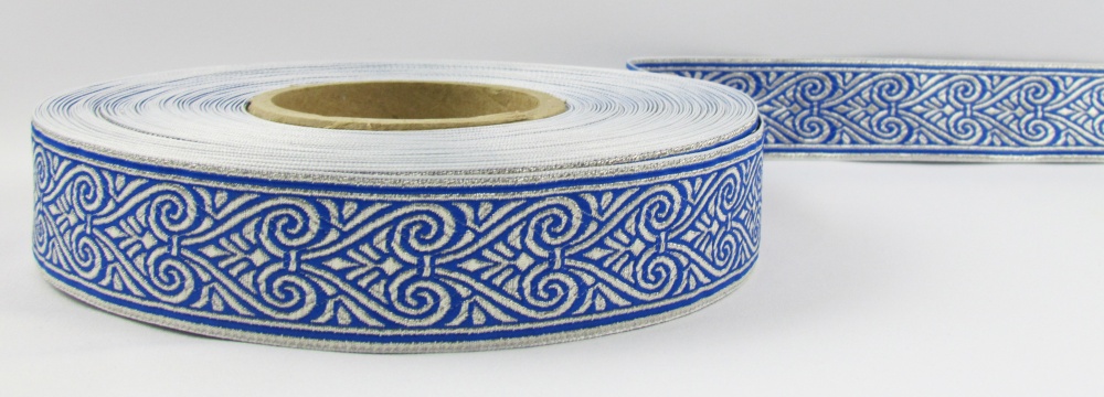 Галун АФИНЫ, синий с серебром, шир. 4 см, РА