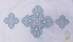 Набор крестов, диаконский, СЕРДЕЧКО, голубой с серебром, 10шт