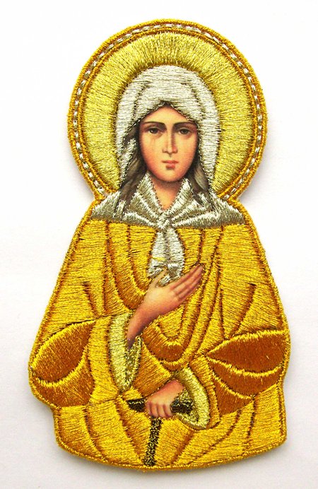 Икона св. блаженная а Ксения Петербургская,, высота. 13 см, вышитая