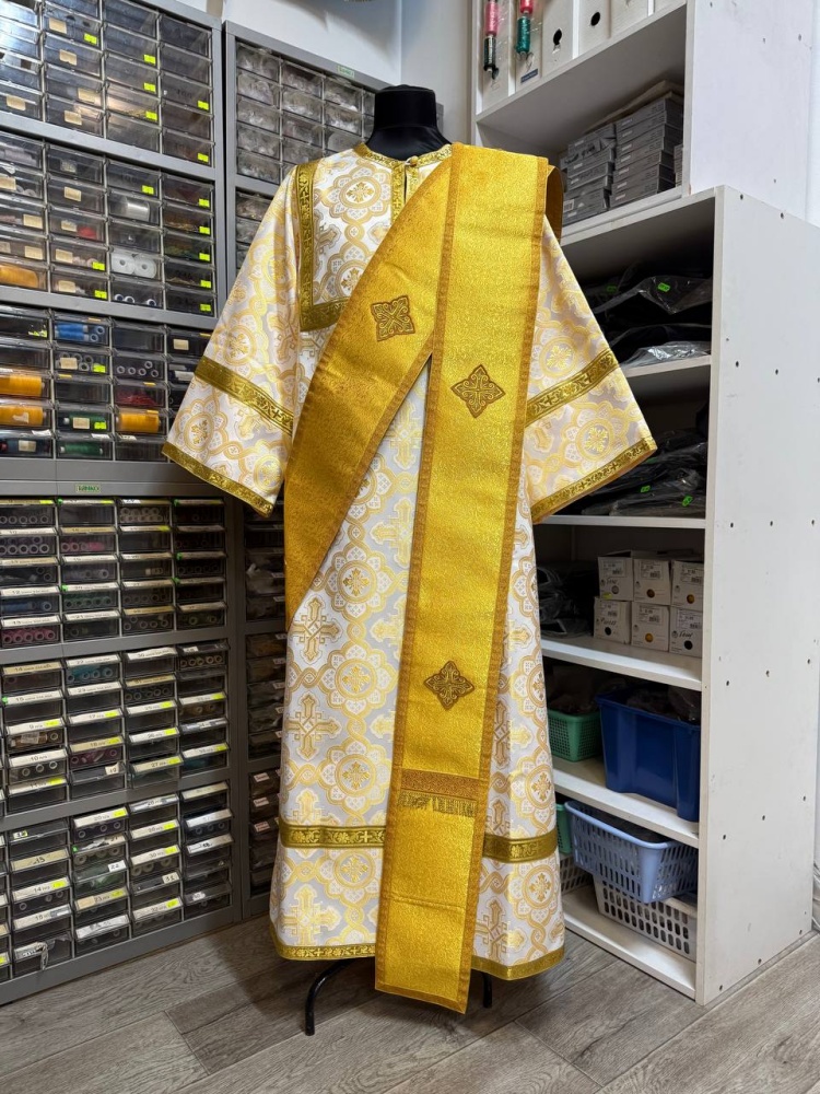 Орарь двойной желтый, парча, без поручей