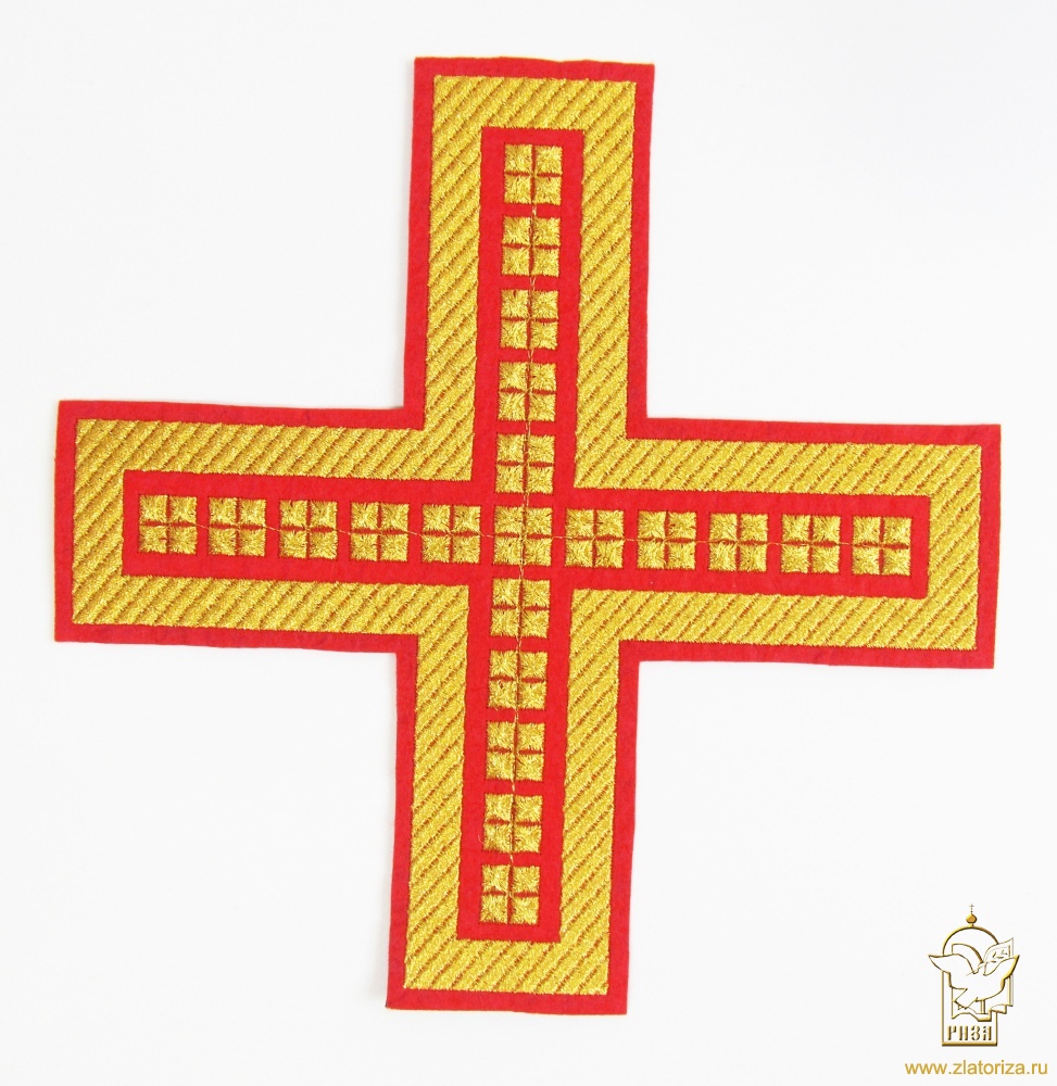 Крест П/Ж ПРЯМОЙ с кубиками, красный с золотом