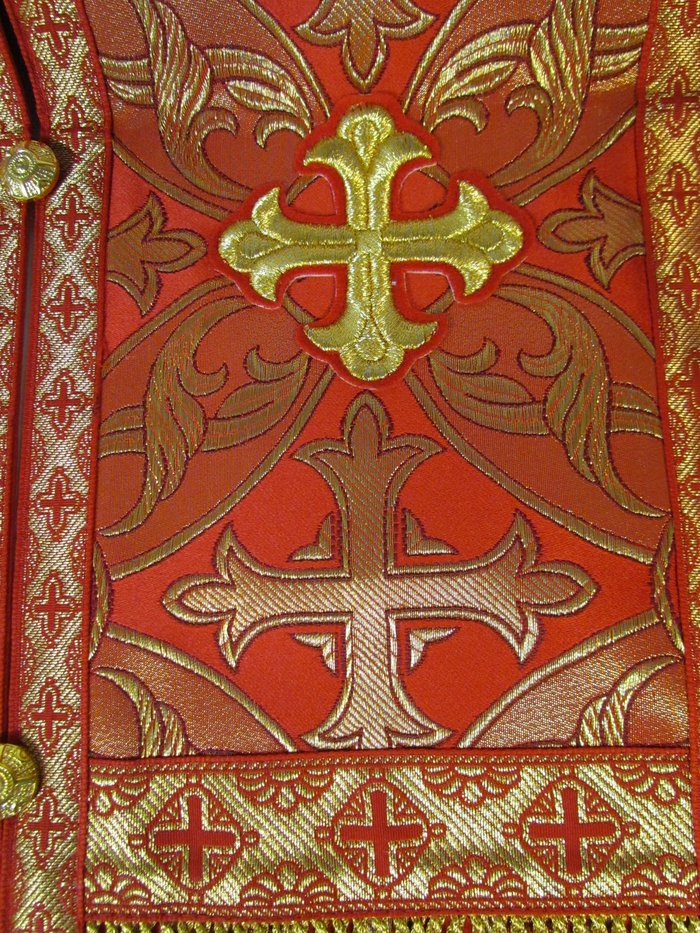 Епитрахиль + поручи, красный с золотом, парча