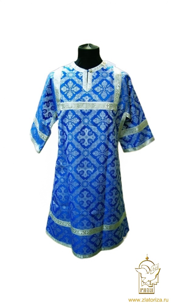 Стихарь алтарный, шелк, голубой с серебром.