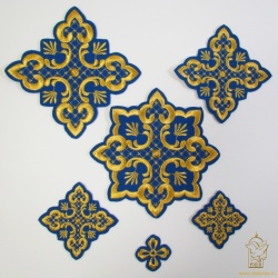 Набор крестов, иерейский, АЖУРНЫЙ, синий с золотом, 14 шт