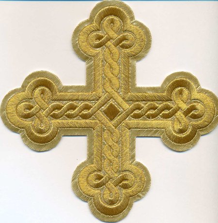 Крест 1 ОКРУГЛАЯ ПЛЕТЕНКА, лаке с золотом,14,5 -16 см