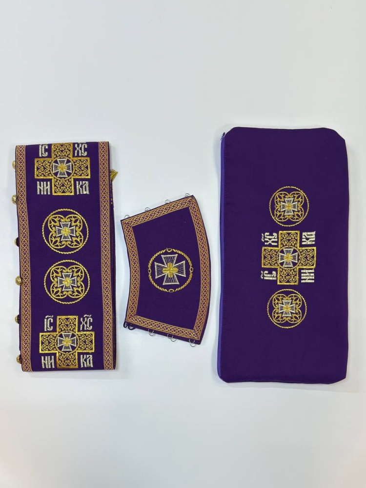 Епитрахиль + поручи, фиолетовая с золотом, вышитая, с сумочкой