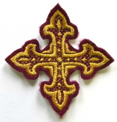 Крест 4 ОСТРЫЙ, бордо с золотом,6-7 см