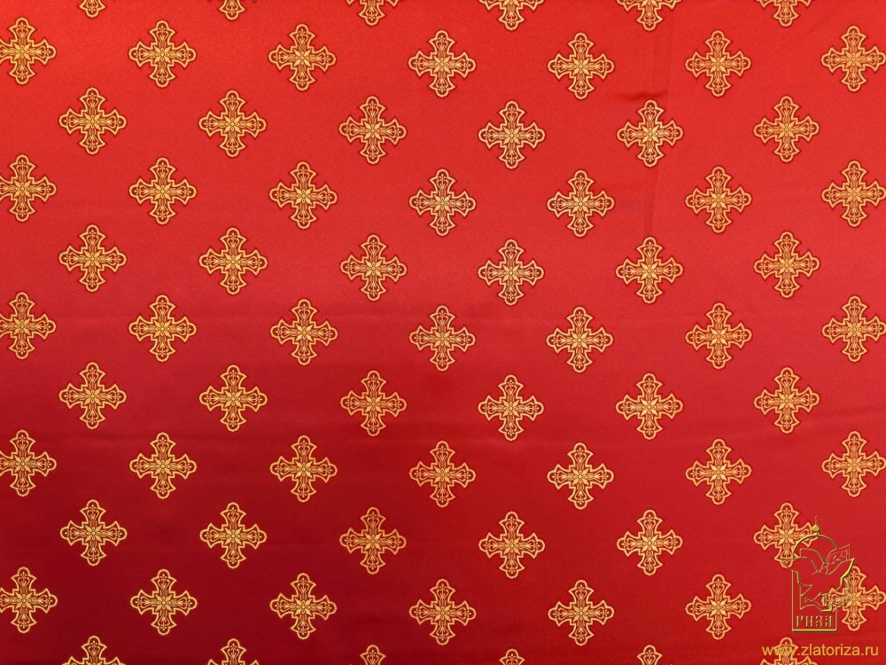 Шелк САРОВСКИЙ, красный с золотом, шир. 150 см, Павловский Посад