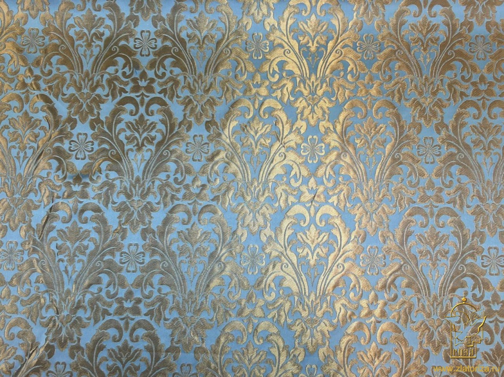 Парча КУПИНА, голубая с золотом, шир. 165 см