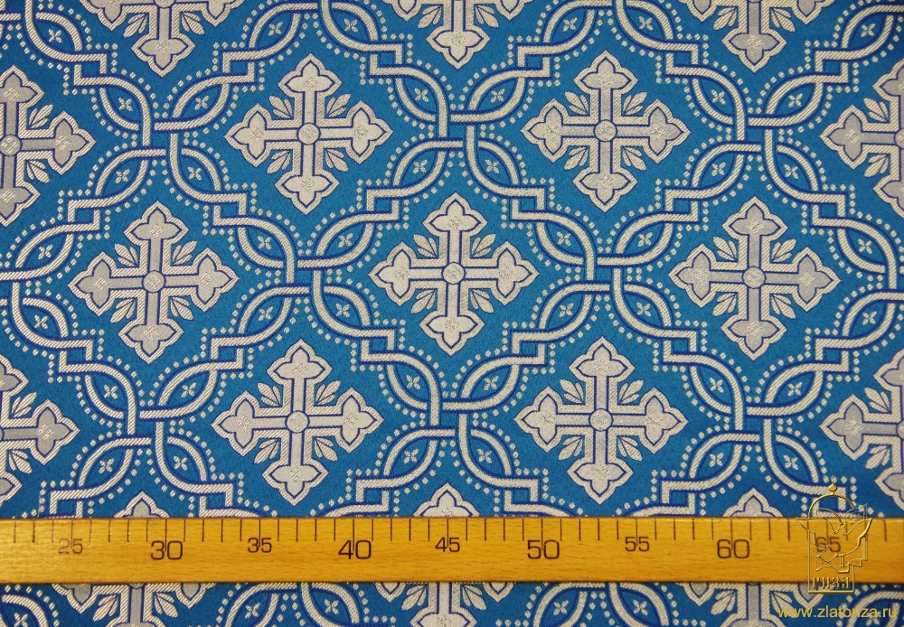 Шелк КОСТРОМА, голубой с серебром, шир. 150 см, Рахманово