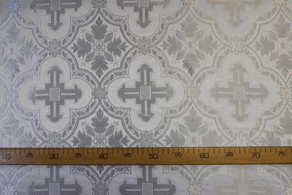 Парча ЕЛОХОВСКАЯ, белая с серебром, шир. 250 см