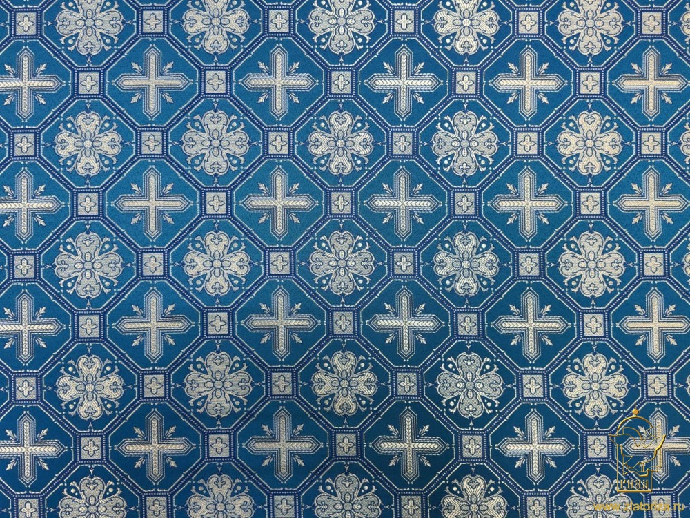 Шелк СВЕТЛАНА, голубой с серебром, шир. 150 см, Рахманово