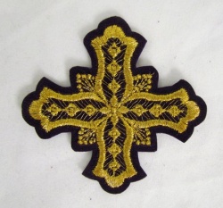 Крест 3 БОЧКА, фолетовый с золотом,8-9 см