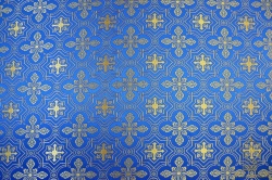 Парча РУСЬ, голубая с золотом, шир. 150 см, Рахманово